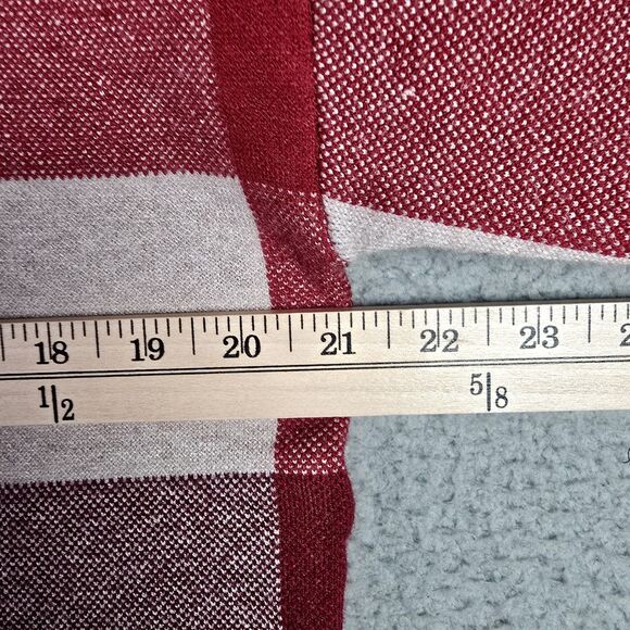 Tahari Buffalo Plaid Mock Neck Sweater Red Cream Large Cozy Fall Trending - Picture 7 of 13